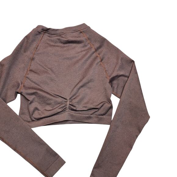Gymshark Adapt fleck seamless long sleeve crop top brown size small athletic top - Picture 4 of 4